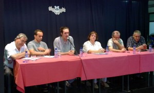 D'esquerra a dreta: Raimon Gusi, Ramon Vallverdú, Guillem Roma, Carmen Sánchez, Jordi Bertrán i Àngel Lorenzo.